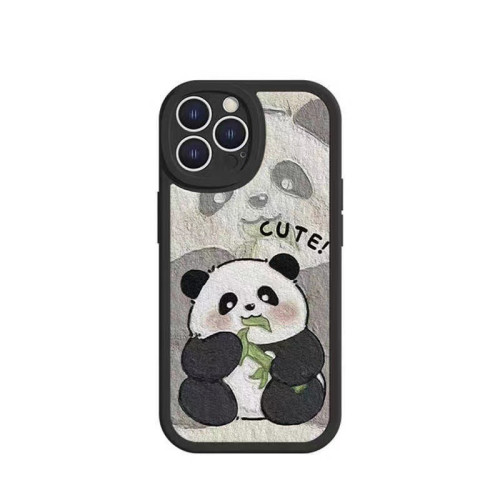 可愛熊貓適用15promax防摔16蘋果手機殼iphone17全包14風13軟