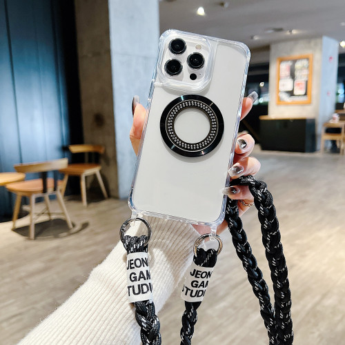 適用於蘋果15PROMAX手機殼14磁吸鑲鑽帶掛孔繩透明亞克力+tpu手機 適用於蘋果15PROMAX手機殼14磁吸鑲鑽帶掛孔繩透明亞克力+tpu手機