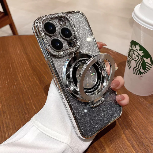適用蘋果16手機殼新款iphone15Promax鏡頭鑽石閃粉14磁吸支架軟殼 適用蘋果16手機殼新款iphone15Promax鏡頭鑽石閃粉14磁吸支架軟殼