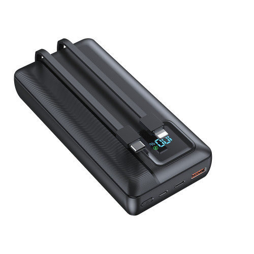 自帶線大容量充電寶數顯快充可攜式行動電源40000mAh PowerBank