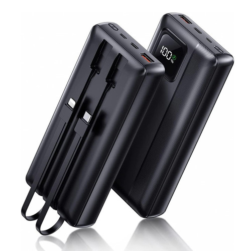 自帶線大容量充電寶數顯快充可攜式行動電源40000mAh PowerBank