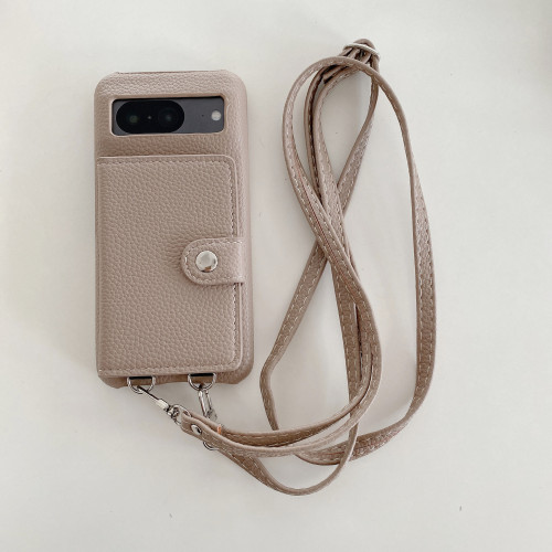 適用谷歌pixel8手機殼半包pixel7pro/6/5荔枝紋左右開斜背保護套