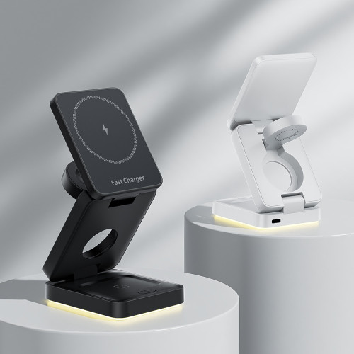 三合一無線充電器折曡磁吸無線充適用蘋果無線充無線快充支架