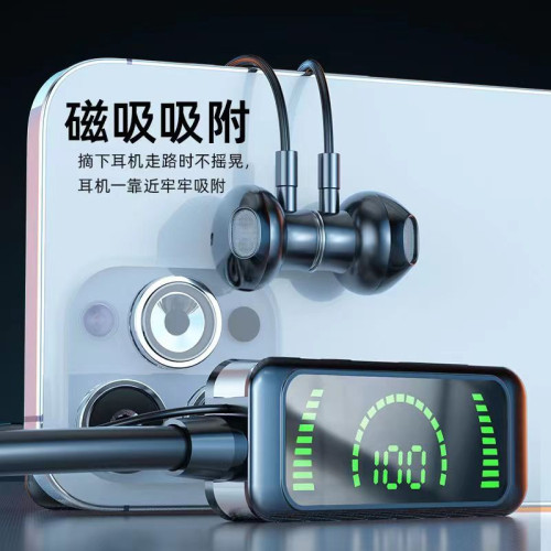 新款X88耳機運動風掛脖式藍牙耳機可插卡數顯鏡面無線藍牙耳機