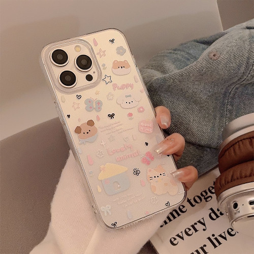 適用ins卡通趣味小狗貼紙蘋果15pro max手機殼16貝殼iphone15軟11