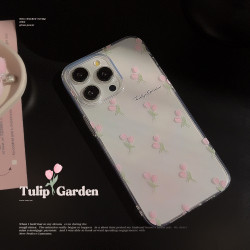 春夏ins粉色鬱金香蘋果16手機殼14透明iphone15promax矽膠11適用X
