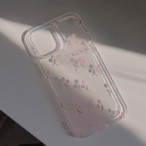 春夏ins粉色鬱金香蘋果16手機殼14透明iphone15promax矽膠11適用X