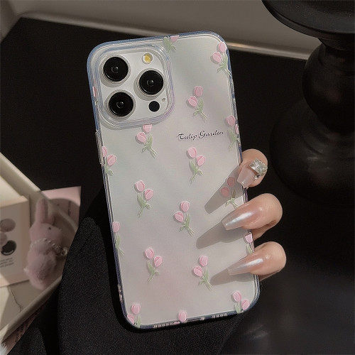 春夏ins粉色鬱金香蘋果16手機殼14透明iphone15promax矽膠11適用X