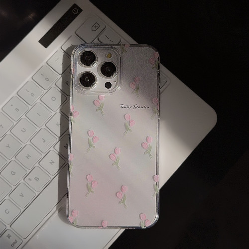春夏ins粉色鬱金香蘋果16手機殼14透明iphone15promax矽膠11適用X