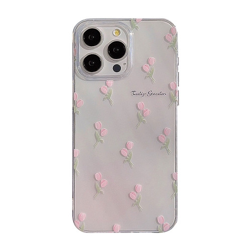 春夏ins粉色鬱金香蘋果16手機殼14透明iphone15promax矽膠11適用X
