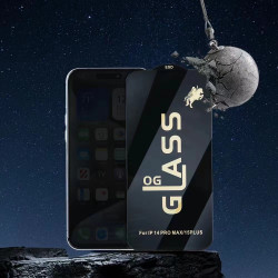 適用iPhone15防靜電鋼化膜OG蘋果絲印全屏14promax高鋁大弧鋼化膜