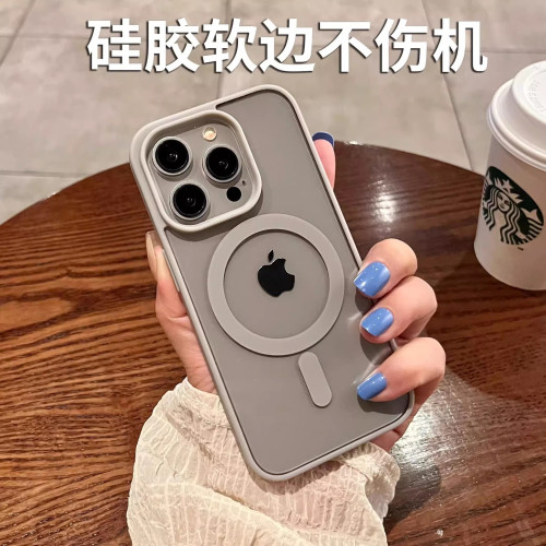 亞克力磁吸防摔保護套適用iPhone15promax蘋果14Plus321XR手機殼