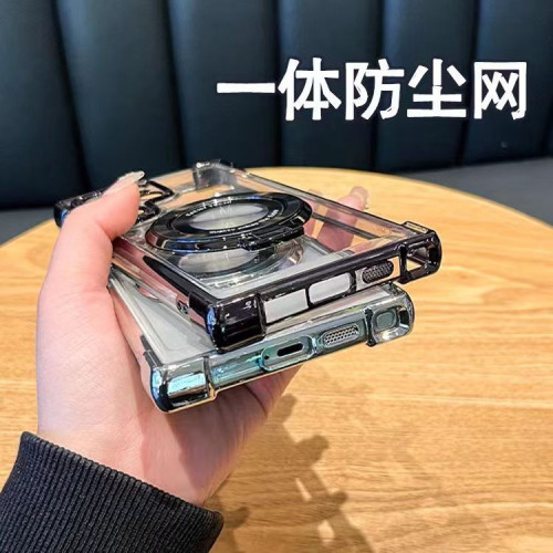 適用三星S26Ultra手機殼透明氣囊防摔支架磁吸S25FE電鍍硬殼A07保