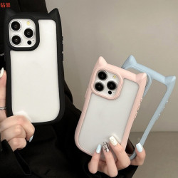 新款貓耳手機殼 適用iphone16Promax凹槽殼滴膠DIY15手機殼14pro