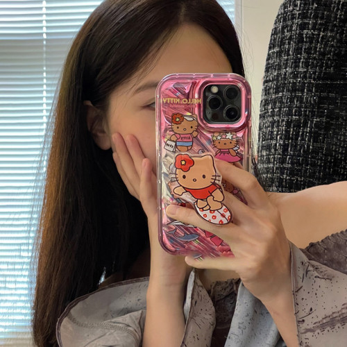 ins沖浪潛水KT貓iPhone14蘋果手機殼13內斜紋12promax支架11女15