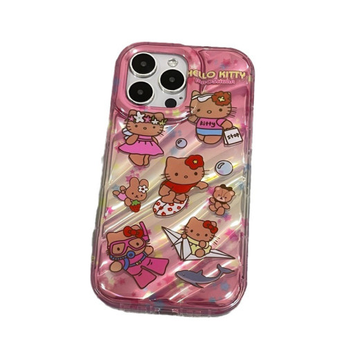 ins沖浪潛水KT貓iPhone14蘋果手機殼13內斜紋12promax支架11女15