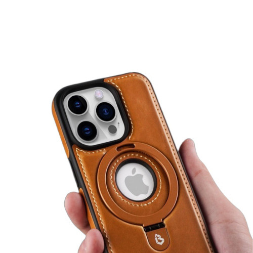 適用蘋果15ProMax磁吸支架手機殼高檔商務皮iPhone14/16pro皮革男