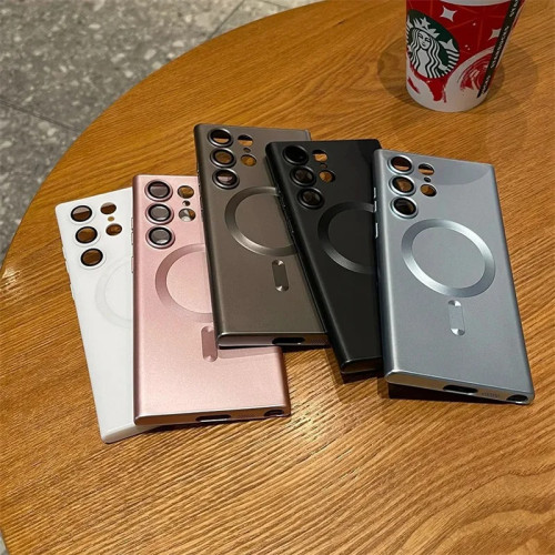 適用三星S26Ultra手機殼磁吸金屬漆S24FE玻璃鏡頭膜S25Plus全包套