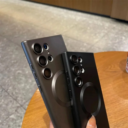 適用三星S26Ultra手機殼磁吸金屬漆S24FE玻璃鏡頭膜S25Plus全包套