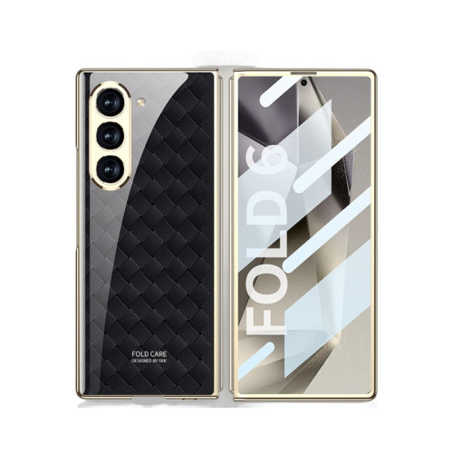 適用三星fold6手機殼創意Zfold6電鍍全包殼膜一體防摔潮牌保護套