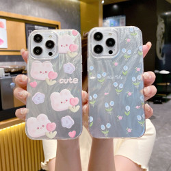 ins風日系羽紗殼花朵適用蘋果16手機殼韓風iPhone14promax透明 15