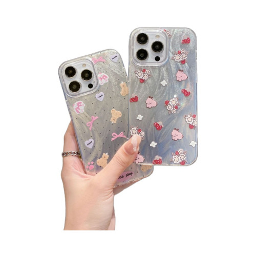 ins風日系羽紗殼花朵適用蘋果16手機殼韓風iPhone14promax透明 15