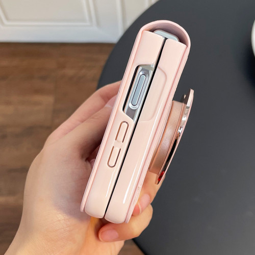 適用三星zflip6女款手機殼簡約ZFlip5愛心支架防摔摺疊螢幕保護套