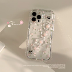 小清新碎花iphone16pro max蘋果手機殼13手鏈11適用12掛繩15透明