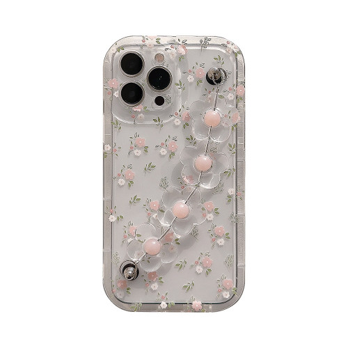 小清新碎花iphone16pro max蘋果手機殼13手鏈11適用12掛繩15透明