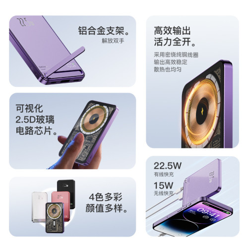 Magsafe超薄透明磁吸無線充電寶20000安培PD20W快充便捷行動電源