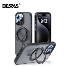BEVAS適用iPhone16ProMax手機殼360旋轉雙環磁吸16齒輪聲殼防指紋