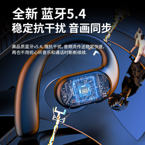 單邊雙喇叭掛耳式藍牙耳機不入耳高清通話商務運動藍牙耳機大音量