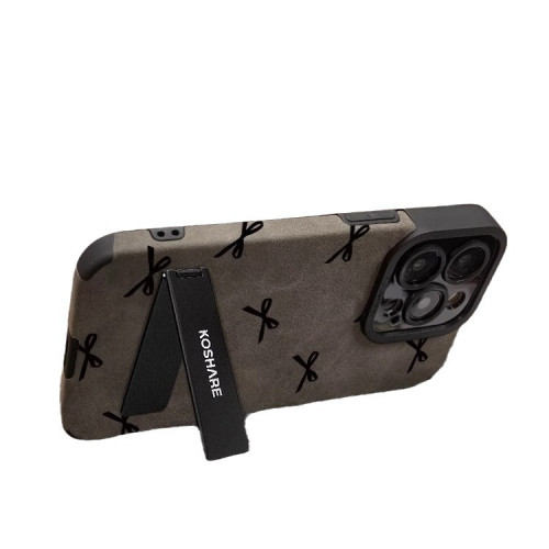 蝴蝶結支架手鏈適用蘋果15手機殼14pro奢華高級13矽膠防摔X翻毛皮