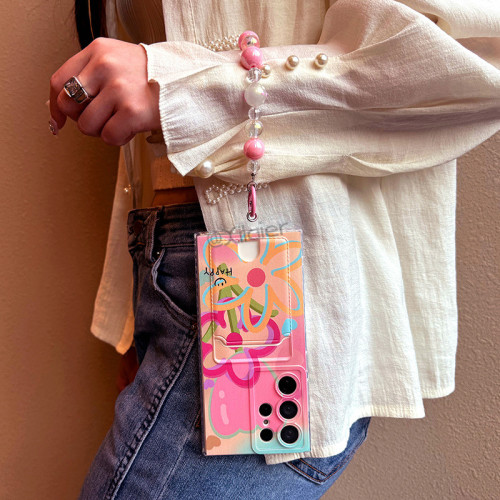 適用三星S25手機殼S23Plus花朵愛心S22Ultra透明插卡S21FE保護套 適用三星S25手機殼S23Plus花朵愛心S22Ultra透明插卡S21FE保護套