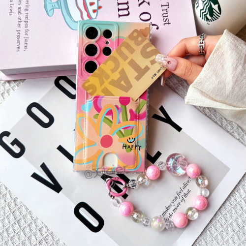 適用三星S25手機殼S23Plus花朵愛心S22Ultra透明插卡S21FE保護套 適用三星S25手機殼S23Plus花朵愛心S22Ultra透明插卡S21FE保護套