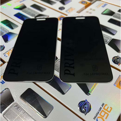 適用蘋果13PROMAX防窺360°鋼化膜蘋果14PROMAX防窺防塵蘋果11PRO