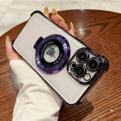 適用iPhone16四角防摔磁吸支架新款手機殼蘋果14透明軟殼13保護套