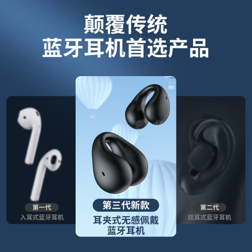 新款Q80夾耳式骨傳導無線藍牙耳機空氣傳導智能數顯運動耳機