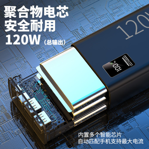 3C認証PD120W超級快充充電寶20000安培雙向超大容量數顯行動電源