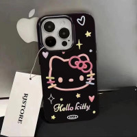 線條彩繪凱蒂貓適用蘋果15/14Promax手機殼iPhone13/12果凍殼防摔