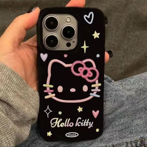 線條彩繪凱蒂貓適用蘋果15/14Promax手機殼iPhone13/12果凍殼防摔