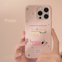 可愛ins立體刺綉15手機殼蘋果16防摔iphone14pro max適用13卡通貓