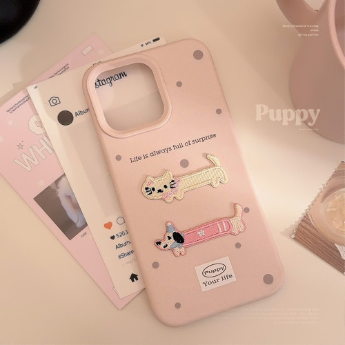 可愛ins立體刺綉15手機殼蘋果16防摔iphone14pro max適用13卡通貓