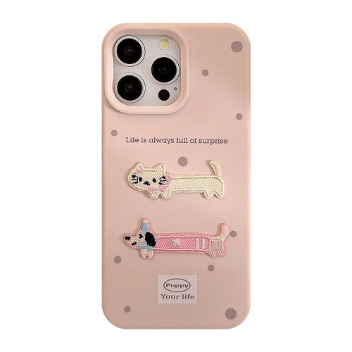 可愛ins立體刺綉15手機殼蘋果16防摔iphone14pro max適用13卡通貓