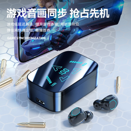 嚴選爆款M48藍牙耳機超長續航無線耳機藍牙降噪數顯滑蓋