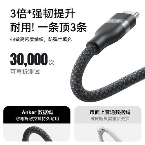 Anker安克雙typeC數據線240W大功率編織數據線安卓82E2(0.9m)
