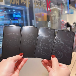 蘋果16pro Max卡通息影鋼化膜適用iPhone16手機膜15全屏防爆膜14
