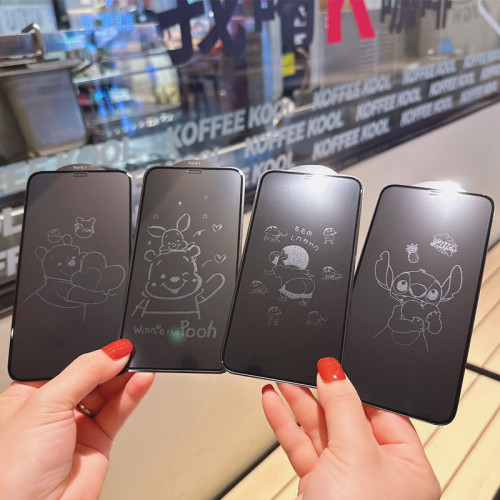 蘋果16pro Max卡通息影鋼化膜適用iPhone16手機膜15全屏防爆膜14