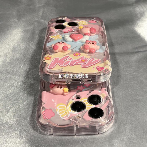 彩色塗鴉立體星之卡比適用iPhone14promax手機殼14/13軟12/11/xr