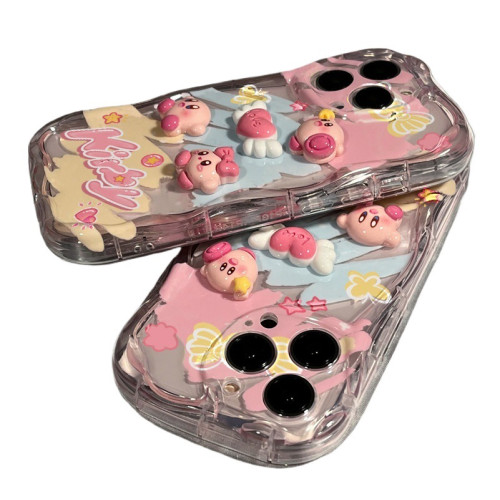 彩色塗鴉立體星之卡比適用iPhone14promax手機殼14/13軟12/11/xr